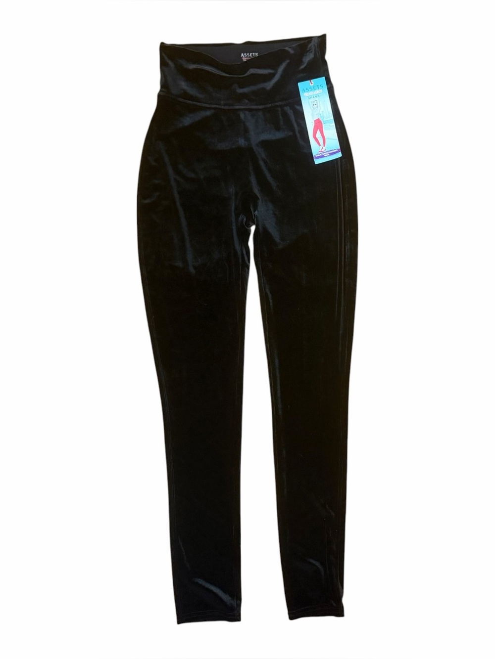 Assets Spanx Pants Women's Size Large Black Velvet Red Hot Label Stretch NWT
